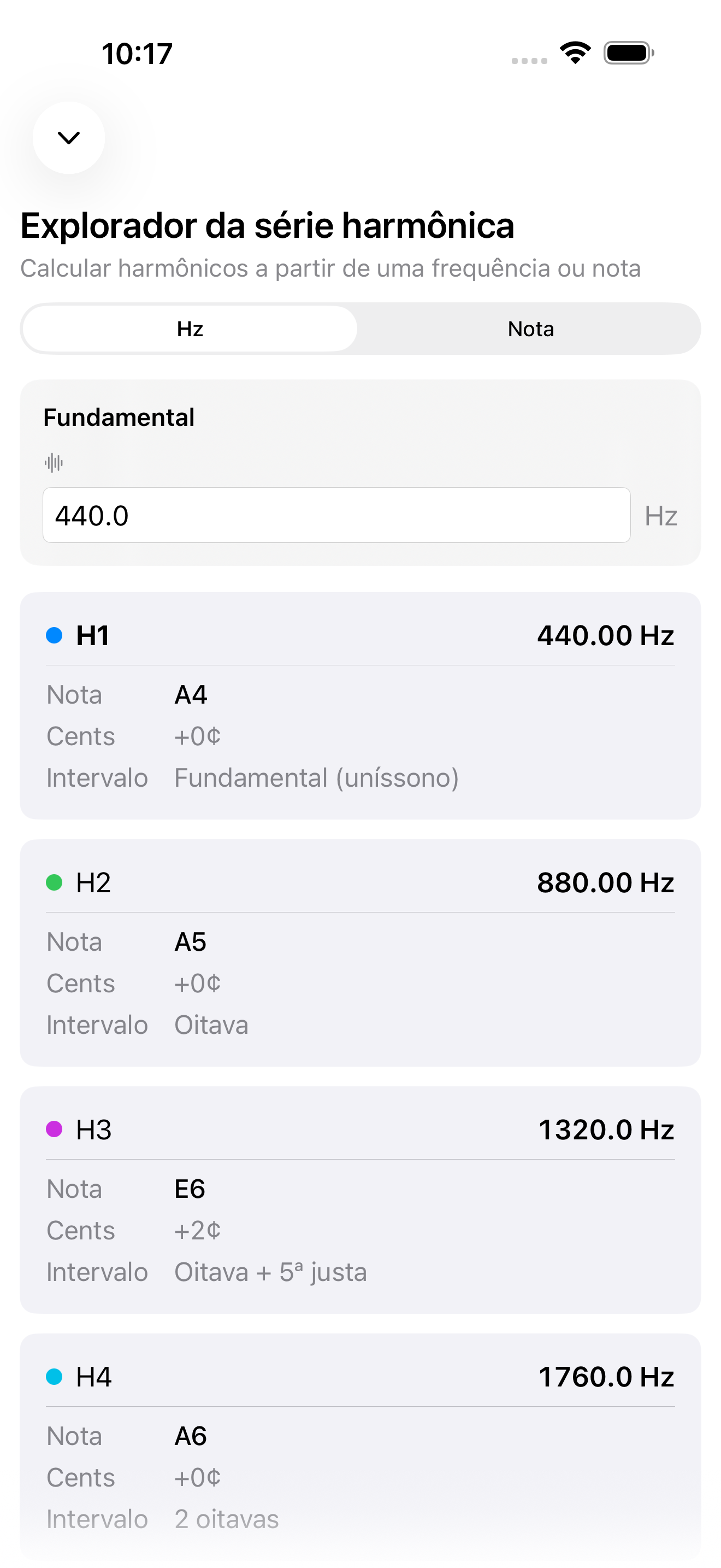 Tela série harmônica no iPhone